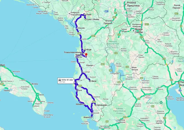 Rondreis compleet Albanie | route